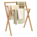 Freestanding Foldable Teak Wood Towel Rack with 3 Hanging Crossbars by LJGDeals