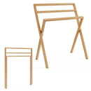 Freestanding Foldable Teak Wood Towel Rack with 3 Hanging Crossbars by LJGDeals