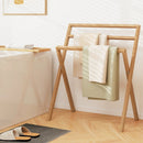 Freestanding Foldable Teak Wood Towel Rack with 3 Hanging Crossbars by LJGDeals