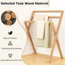 Freestanding Foldable Teak Wood Towel Rack with 3 Hanging Crossbars by LJGDeals