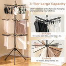 3-Tier Tripod Freestanding Folding Clothes Drying Rack with 24 Clips-Black by LJGDeals