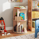 2 Tier Freestanding Kids Rotating Bookshelf Storage Rack with Bear Baffles-Natural by LJGDeals