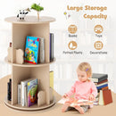 2 Tier Freestanding Kids Rotating Bookshelf Storage Rack with Bear Baffles-Natural by LJGDeals