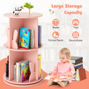 2 Tier Freestanding Kids Rotating Bookshelf Storage Rack with Bunny Baffles