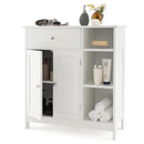 Bathroom Cabinet Floor Cabinet with Drawer and Open Compartments-White by LJGDeals