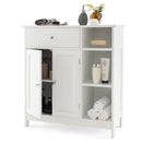 Bathroom Cabinet Floor Cabinet with Drawer and Open Compartments-White by DirectDeals
