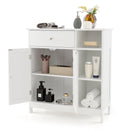 Bathroom Cabinet Floor Cabinet with Drawer and Open Compartments-White by DirectDeals