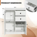 2-Door Free-standing Kitchen Sideboard with Adjustable Shelves-White by LJGDeals
