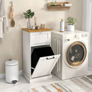 Freestanding Tilt Out Laundry Cabinet with Basket-White by LJGDeals