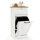Freestanding Tilt Out Laundry Cabinet with Basket-White by LJGDeals