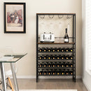 Freestanding Wine Bakers Rack with 4-Tier Wine Storage and 4 Rows of Stemware Racks by LJGDeals