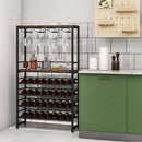 Freestanding Wine Bakers Rack with 4-Tier Wine Storage and 4 Rows of Stemware Racks by LJGDeals