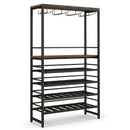 Freestanding Wine Bakers Rack with 4-Tier Wine Storage and 4 Rows of Stemware Racks by LJGDeals