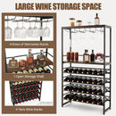 Freestanding Wine Bakers Rack with 4-Tier Wine Storage and 4 Rows of Stemware Racks by LJGDeals