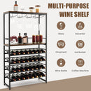 Freestanding Wine Bakers Rack with 4-Tier Wine Storage and 4 Rows of Stemware Racks by LJGDeals