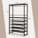 Freestanding Wine Bakers Rack with 4-Tier Wine Storage and 4 Rows of Stemware Racks by LJGDeals