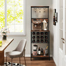 Freestanding Wine Rack Floor Wine Bar Cabinet with Glass Racks-Rustic Brown by LJGDeals