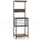 Freestanding Wine Rack Floor Wine Bar Cabinet with Glass Racks-Rustic Brown by LJGDeals