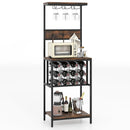 Freestanding Wine Rack Floor Wine Bar Cabinet with Glass Racks-Rustic Brown by LJGDeals