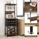 Freestanding Wine Rack Floor Wine Bar Cabinet with Glass Racks-Rustic Brown by LJGDeals