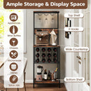 Freestanding Wine Rack Floor Wine Bar Cabinet with Glass Racks-Rustic Brown by LJGDeals