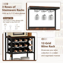 Freestanding Wine Rack Floor Wine Bar Cabinet with Glass Racks-Rustic Brown by LJGDeals