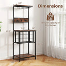 Freestanding Wine Rack Floor Wine Bar Cabinet with Glass Racks-Rustic Brown by LJGDeals