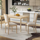 French Dining Chair Set of 2 with Rectangular Backrest and Solid Rubber Wood Frame-Beige by LJGDeals