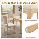 French Dining Chair Set of 2 with Rectangular Backrest and Solid Rubber Wood Frame-Beige by LJGDeals