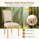 French Dining Chair Set of 2 with Rectangular Backrest and Solid Rubber Wood Frame-Beige by LJGDeals