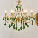 French Retro Green Crystal Chandelier