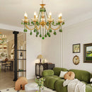 French Retro Green Crystal Chandelier