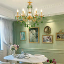 French Retro Green Crystal Chandelier