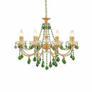 French Retro Green Crystal Chandelier