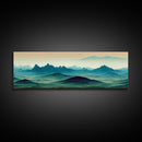 Emerald Green Rolling Hills and Mountains, Landscape Art, Ready To Hang Canvas Print, Framed Wall Art