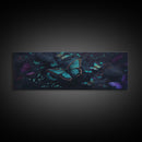 Blue Butterflies, Framed Canvas Print, Bioluminescent Glowing Butterfly Art, Framed Wall Art