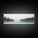 Watercolor Landscape Wall Art Print, Lake, Pine Trees, Horizon, Winter, Snow, Large Canvas Art Print, Panoramic, Wall Art, Canvas Print
