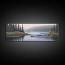 Colored Pencil Landscape Wall Art Print, Riverbank, River, Trees, Mountain, Nature Large Canvas Art Print, Panoramic, Wall Art, Canvas Print