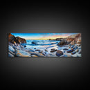 Shoreline Canvas Art Print, Cove, Rocky Shore, Seascape, Sunset, Canvas Wall Art Beach, Beach Scene Art, Panoramic, Wall Art, Canvas Print