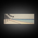 Minimalist Beach Canvas Art Print, Seashore, Shoreline, Ocean, Plam Trees, Tropical Beach, Wall Decor, Panoramic, Wall Art, Canvas Print