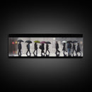 Crowd Walking With Umbrellas Canvas Print, Raining City Art, Urban Art, Large Urban Art Print, Wall Decor, Panoramic, Wall Art, Canvas Print