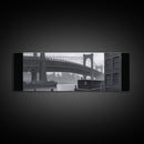 Suspension Bridge Canvas Print, Buildings, Ferry Boat, Lake, Urban Art, Large Urban Art Print, Wall Decor, Panoramic, Wall Art, Canvas Print
