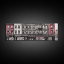 Row Of Buildings Canvas Print, Pencil Sketch City Art, Graffiti Wall Decor, Urban Art Wall Decor, Panoramic, Wall Art, Canvas Print