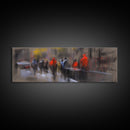 Abstract People On Street Canvas Print, Abstract Urban Art, Vibrant Art, Line Art City Wall Decor, Panoramic, Wall Art, Canvas Print