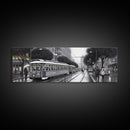 Tram In The City Canvas Print, Large Urban Art Print, City Art, Cityscape, Streetcar Wall Decor, Panoramic, Wall Art, Canvas Print
