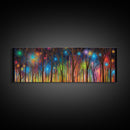 Abstract Forest Art, Woods Wall Art, Forest Art Print, Sparklers, Stars, Colorful Canvas Print, Panoramic, Wall Art, Canvas Print