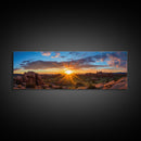 Photographic Panoramic of Arches National Park, Sunset Photography, National Park Art, Framed Canvas Print, Landscape Photography