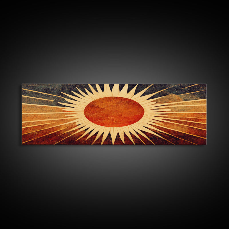 Art Deco Sunburst Wall Art, Ready To Hang Canvas Print, Panoramic Art, Art Deco Wall Decor, Above Bed, Above Couch, Above Sofa