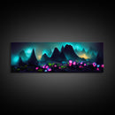 Luminescent trail in the forest, fantasy art, RPG concept art, canvas print, tiny worlds, glowing mushrooms out of focus, miniature worlds