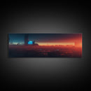 Cyberpunk Cityscape, Ready To Hang Canvas Print, Panoramic, Cyberpunk Concept Art, Cityscape at Sunset, Cool mancave art, gift for him